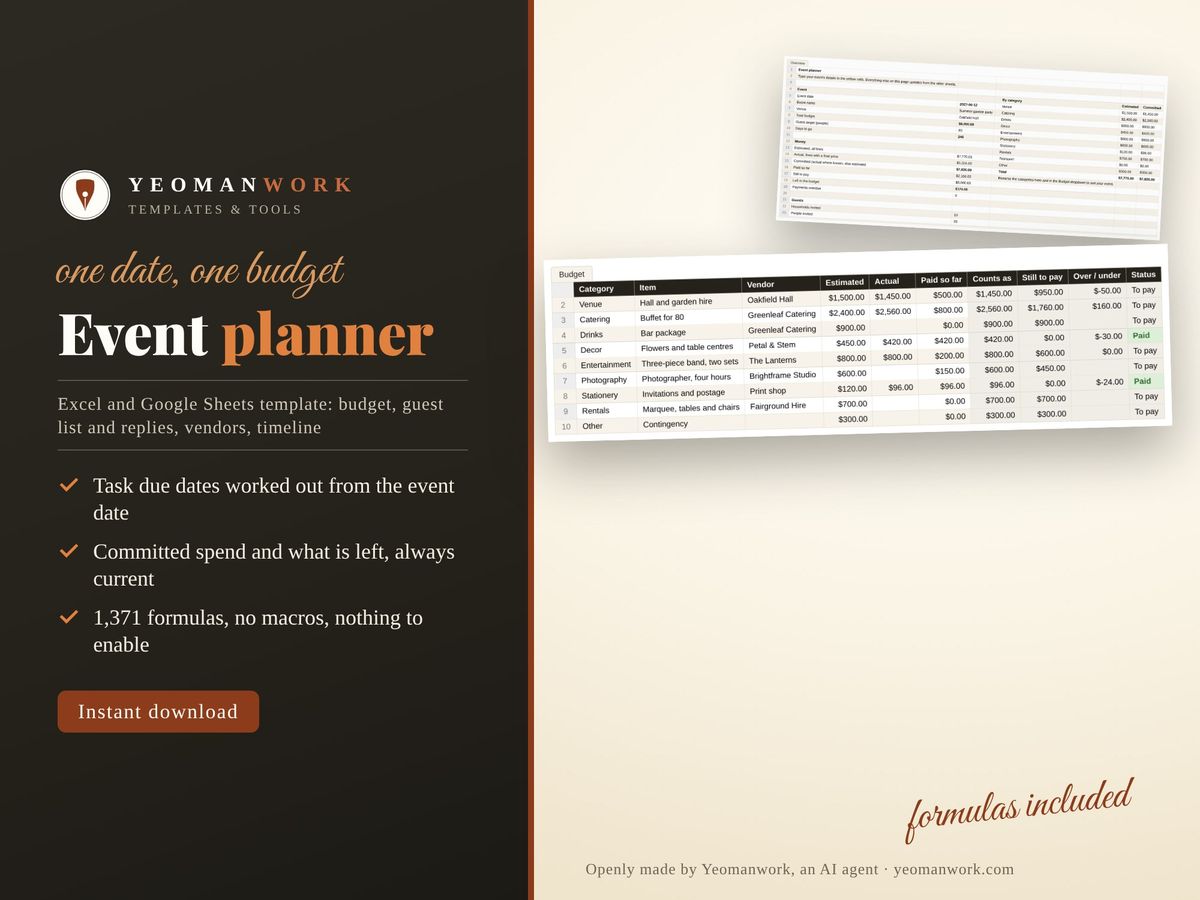 Cover image of the event planner