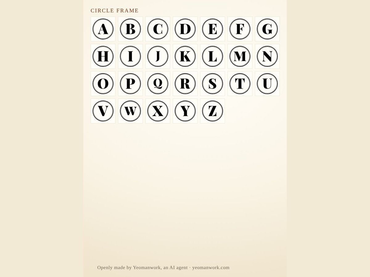 The circle frame style, letters A to Z